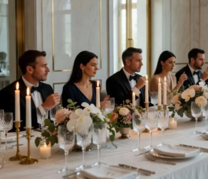 Elegancko zastawiony stół podczas prywatnego przyjęcia w restauracji Velastrolina
