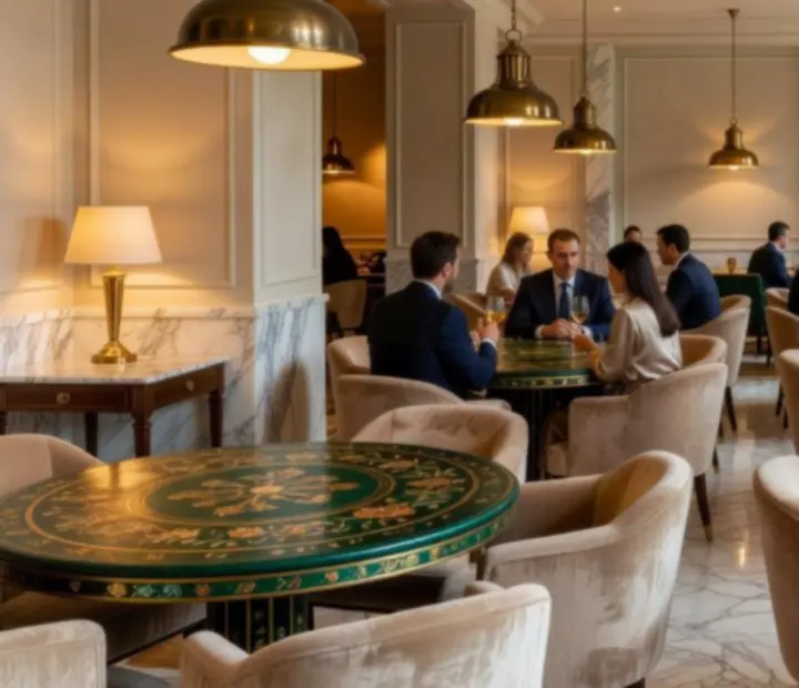 Eleganckie wnętrze restauracji Velastrolina inspirowane luksusowym kasynem