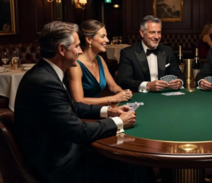 Elegancki stół pokerowy z gośćmi podczas luksusowego wieczoru w restauracji Velastrolina