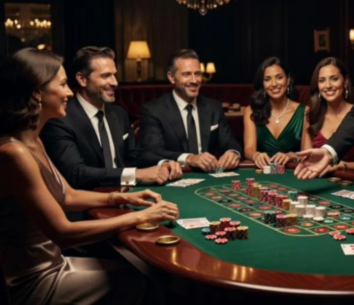 Profesjonalne stoły do pokera, ruletki i blackjacka w eleganckiej przestrzeni restauracyjnej