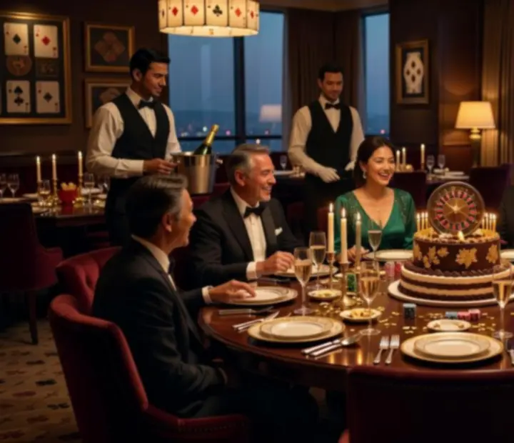 Urodzinowa kolacja w eleganckiej restauracji z kasynową oprawą